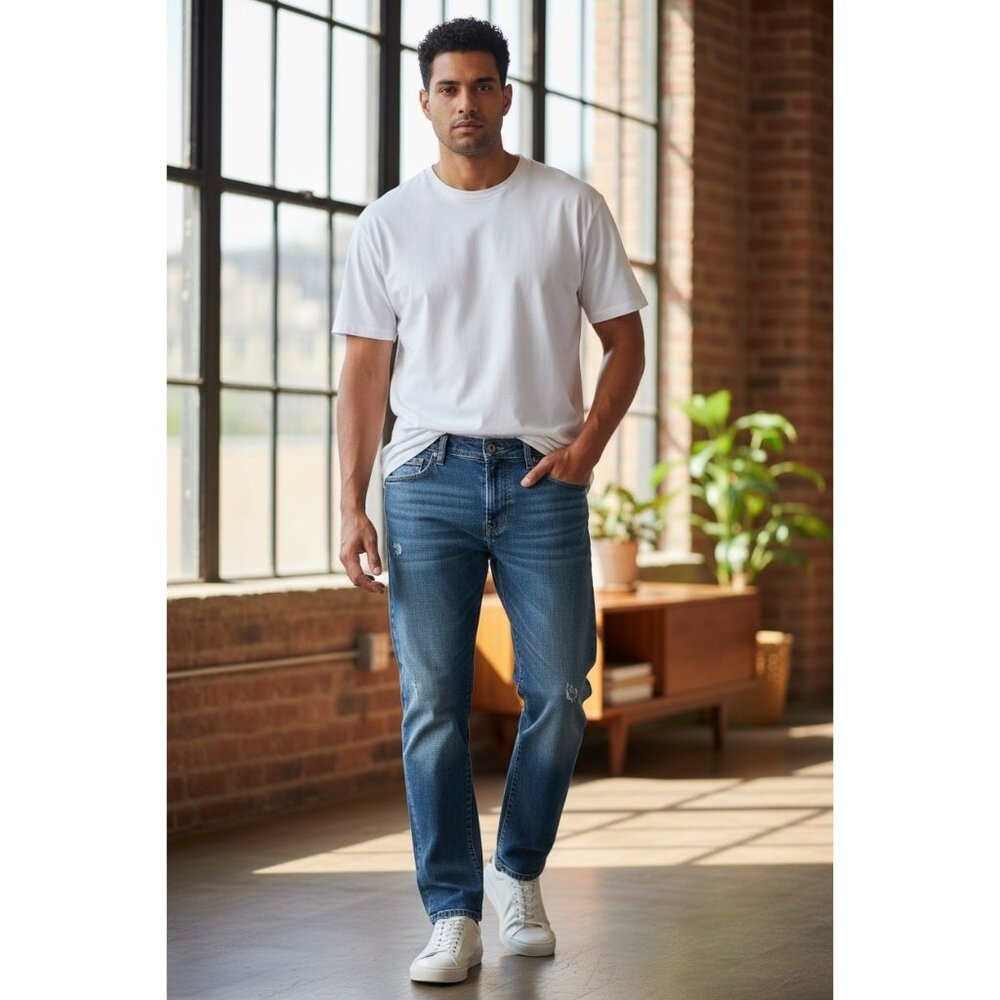 Arizona Mens Relaxed Straight‎ Jeans 34x32 Blue Denim Mid-Rise Casual